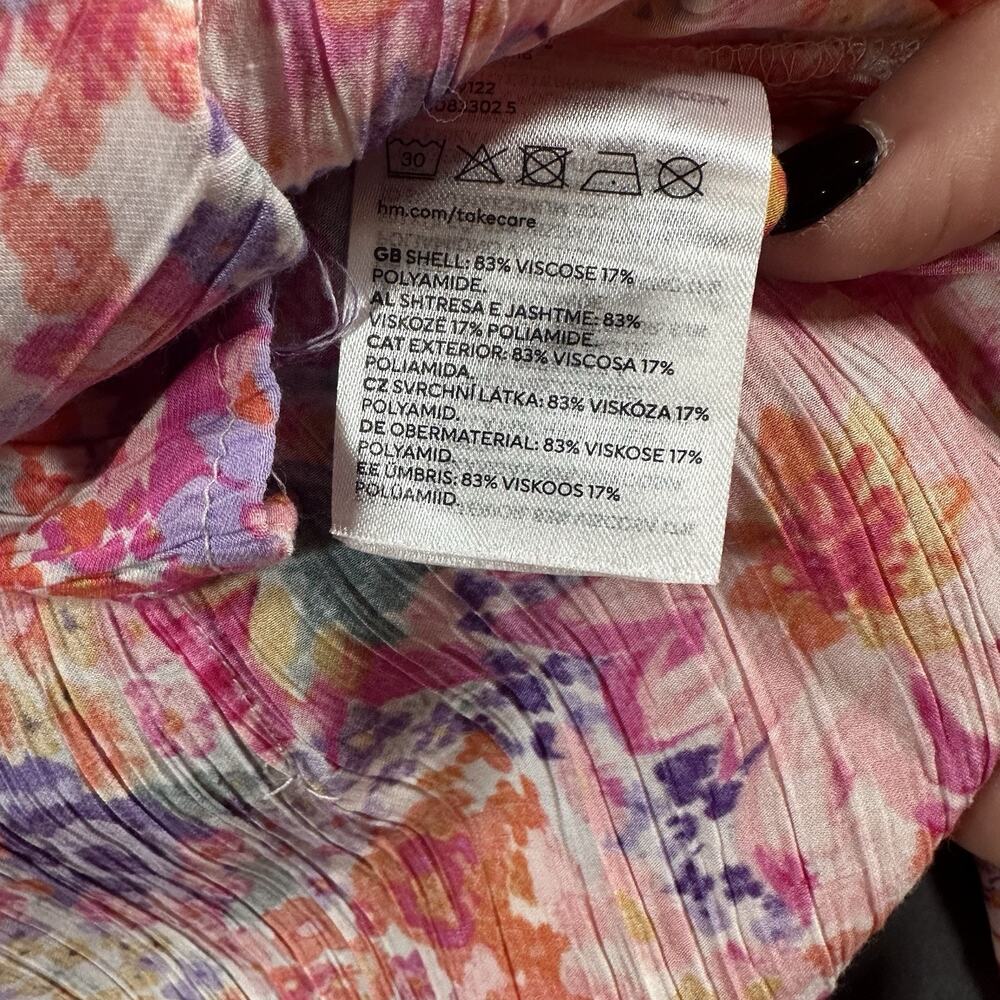 H&M Multicolor Floral Button-Up Collared Long Sleeve Blouse M - Picture 3 of 7